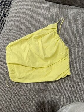 Zara Lemon One-Shoulder Spaghetti Strap Top